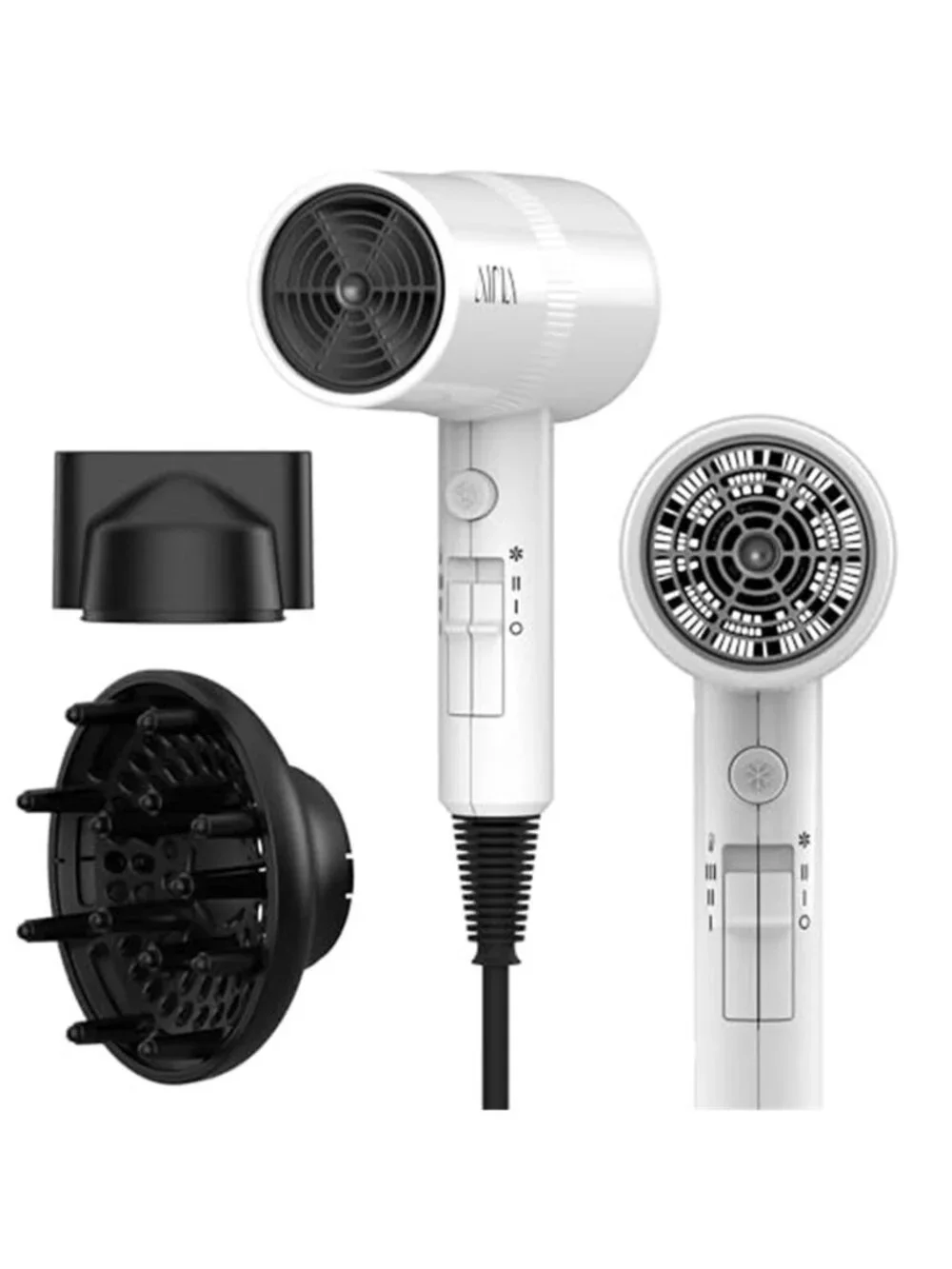 AINA Diffuser Hair Dryer Full-Featured Blow Dryer 110V/1600W(White) | 3 Heat/2